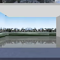 Modern Car Showroom With Suspended Black Car Display Screens Charts And Exhibition Counters