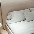 Modern Bedroom Interior Featuring Comfortable Bed Striped Rug Artwork With Letter R And Window Blinds
