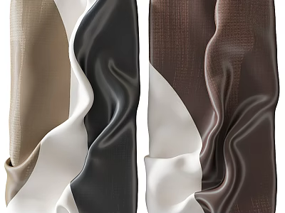 Abstract Painting With Flowing Wavy Textures In Brown Black And White Tones 3d model