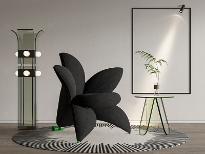 Modern Single Chair Leisure Chair Sofa Chair Single Sofa Floor Lamp Side Corner Wall Lamp model