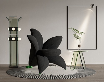 Modern Single Chair Leisure Chair Sofa Chair Single Sofa Floor Lamp Side Corner Wall Lamp 3d model