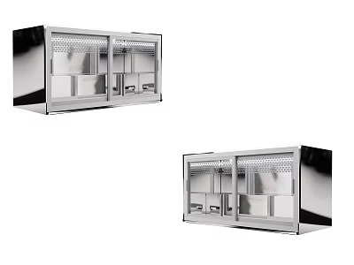 Modern Stainless Steel Display Cabinet With Glass Doors And Shelves For Commercial Use 3d model