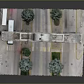 Scenic Archway Entrance With Red Brick Stone Structure Decorative Top Road Trees And Bus