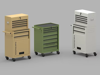 Monster Mobile Storage Cabinets With Multiple Drawers On Wheels In Different Colors 3d model