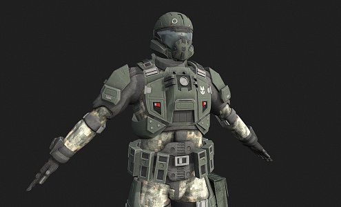 a heavily armed pilot 3d model