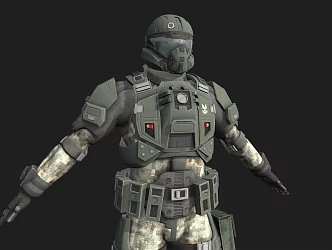 a heavily armed pilot 3d model