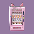 Pink Cat Ear Design Vending Machine With Beverages And Ice Cream Graphics For Commercial Use