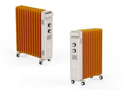 Orange And White Electric Radiators With Wheels And Modern Design 3d model