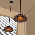 Wooden Pendant Lights with Round Shades Warm Yellow Lighting in Indoor Modern Home Decor