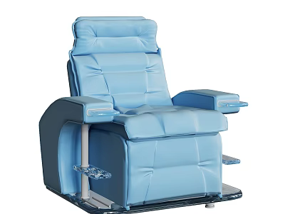 Blue Leather Massage Chair With Ergonomic Design Comfortable Reclining Armrests And Footrest 3d model