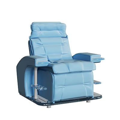 Blue Leather Massage Chair With Ergonomic Design Comfortable Reclining Armrests And Footrest 3d model