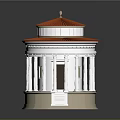 Elegant White Domed Classical Building With Red Roof Columns And Steps