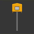 Yellow Mailbox With Small Window And Black Symbol On Metal Pole