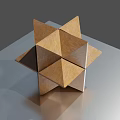 Wooden Building Blocks Forming Star Shaped Geometric Structure On Smooth Reflective Surface 3d model