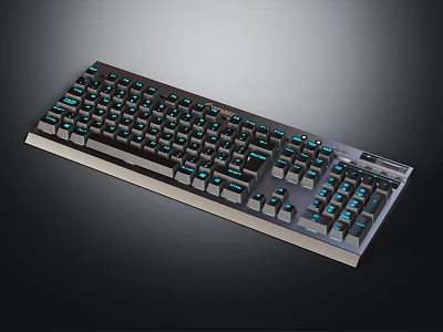 Sleek Computer Mechanical Keyboard With Blue Backlit Keys And Numeric Keypad 3d model