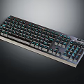 Sleek Computer Mechanical Keyboard With Blue Backlit Keys And Numeric Keypad 3d model