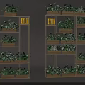Indoor Decorative Green Plant Partition With Multi Layered Golden Frame Design