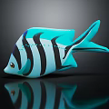 Vibrant Blue Black Striped Fish Shape Furniture Decor For Kids Bedroom