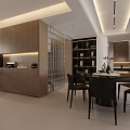 Modern Living and Dining Room Interior Design With TV Bookshelf Sofa Dining Table And Chairs