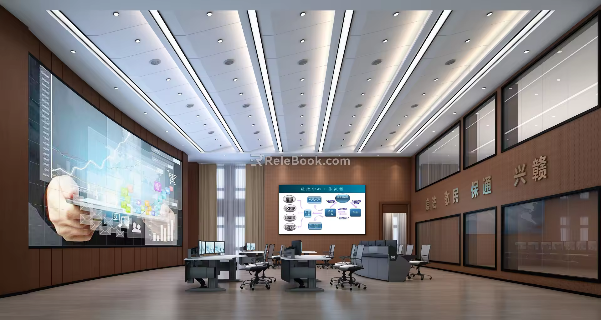 modern monitoring room 3d model