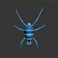 Detailed Blue Low Poly Spider 3D Model On Reflective Dark Background
