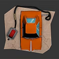 Orange Cartoon Car Refueling At Gas Station With Red Sign Green Text On Rock Platform