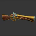 Vintage Gun With Wooden Stock And Orange Brown Metal Components