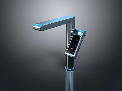 Modern Stainless Steel Smart Kitchen Faucet With Digital Display And Sleek Design 3d model