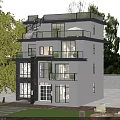 Modern Luxury Detached Villa With Multi Story Balconies Terrace And Green Landscaped Garden