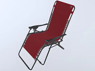 Red Foldable Outdoor Lounge Chair Featuring Black Metal Frame And Comfortable Design 3d model