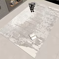 Neutral Toned Square Rug With Textured Pattern Open Book And Small Elephant Toy