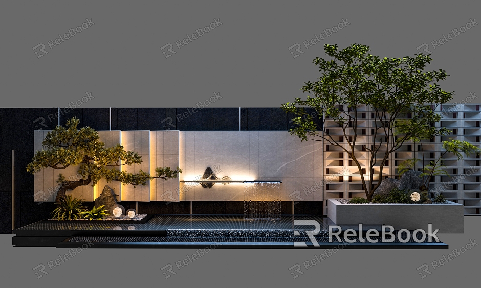 stacked water view wall entrance view wall courtyard view wall view wall model