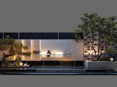 stacked water view wall entrance view wall courtyard view wall view wall model