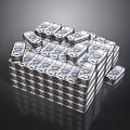 Stacked Household Items Arranged In Cubic Shape With Reflective Surface