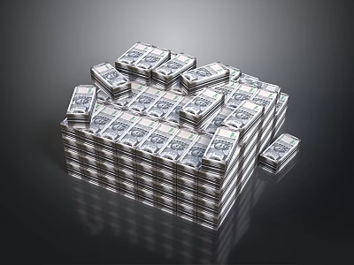 Stacked Household Items Arranged In Cubic Shape With Reflective Surface 3d model