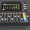 Professional Digital Audio Mixer With Colorful Buttons Adjustable Faders And Waveform Display Screen