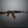 AK-47 Rifle with Wooden Stock and Metal Components Classic Tactical Design