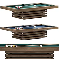 Billiard Room Interior With Wooden Table Colorful Balls And Cues Setup
