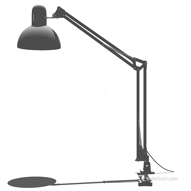 Black Adjustable Arm Desk Lamp With Stable Base For Home Office Task Lighting 3d model