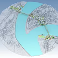 Detailed Urban City Model Featuring River Bridge And Modern Architecture