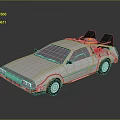 Silver DeLorean DMC12 Car With Flux Capacitor And Gull Wing Doors