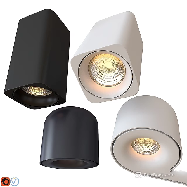 Modern Black And White Downlights And Spotlights With Stylish Design For Home Decoration 3d model 