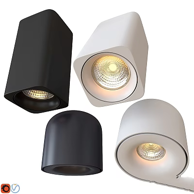 Modern Black And White Downlights And Spotlights With Stylish Design For Home Decoration 3d model