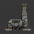 Alien shaped Sofa With Throne like Design Stone Texture Glowing Lights And Mechanical Details