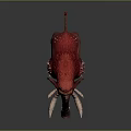 Red Furred Mammoth With Long Tusks Spikes And Red Eyes In 3D Rendering