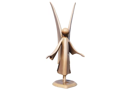 Golden Angel Statue Featuring Outstretched Wings And Standing Pose On Base 3d model