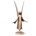 Golden Angel Statue Featuring Outstretched Wings And Standing Pose On Base