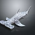 Silver Hammerhead Shark Model With Cracked Texture On Dark Background 3d model