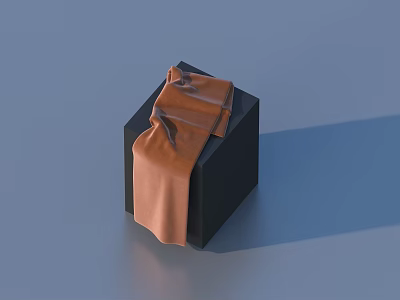 Soft Brown Fabric Cloth Placed On Black Cube For Daily Household Use 3d model