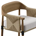 Elegant Single Accent Chair With Wooden Frame Woven Armrests And Light Padded Seat